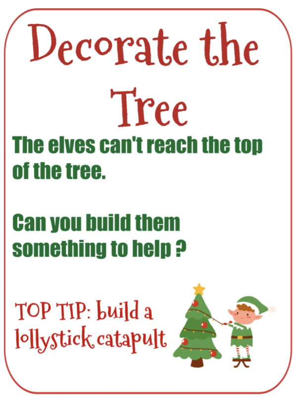 Elf tree decorating STEM challenge