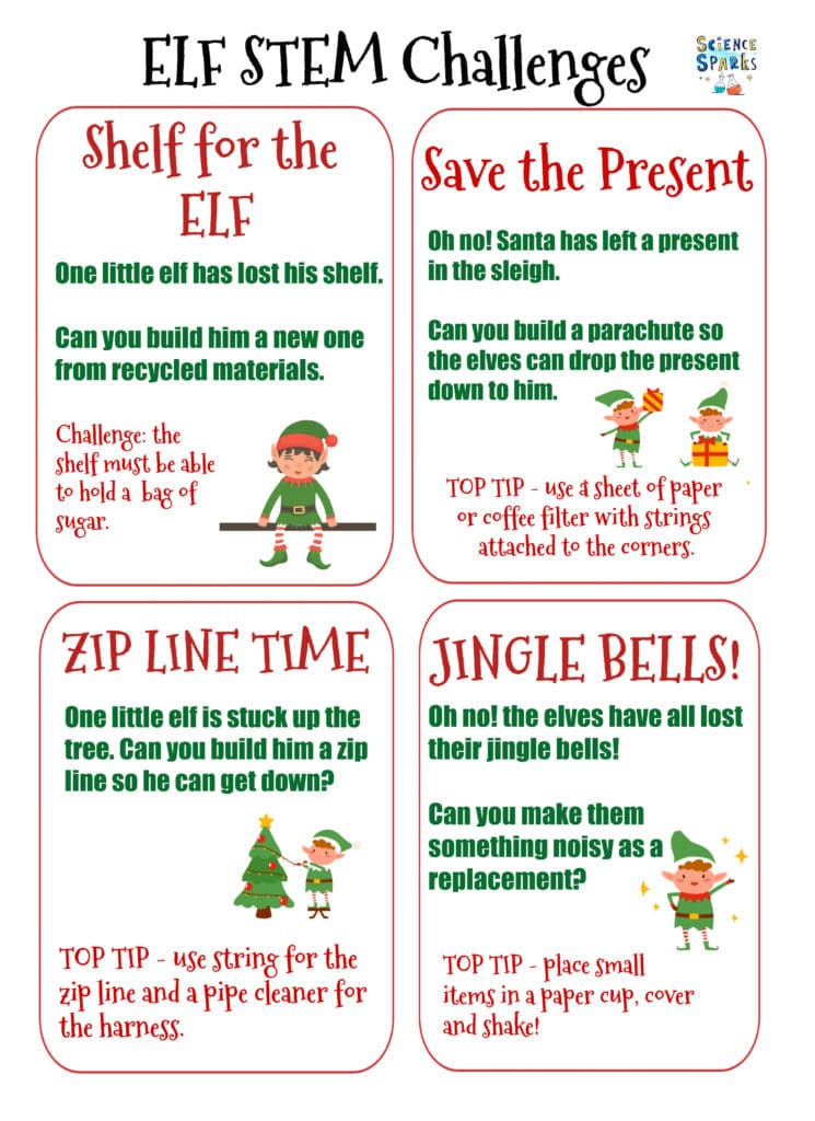 ELF STEM Challenges for kids - free printable STEM