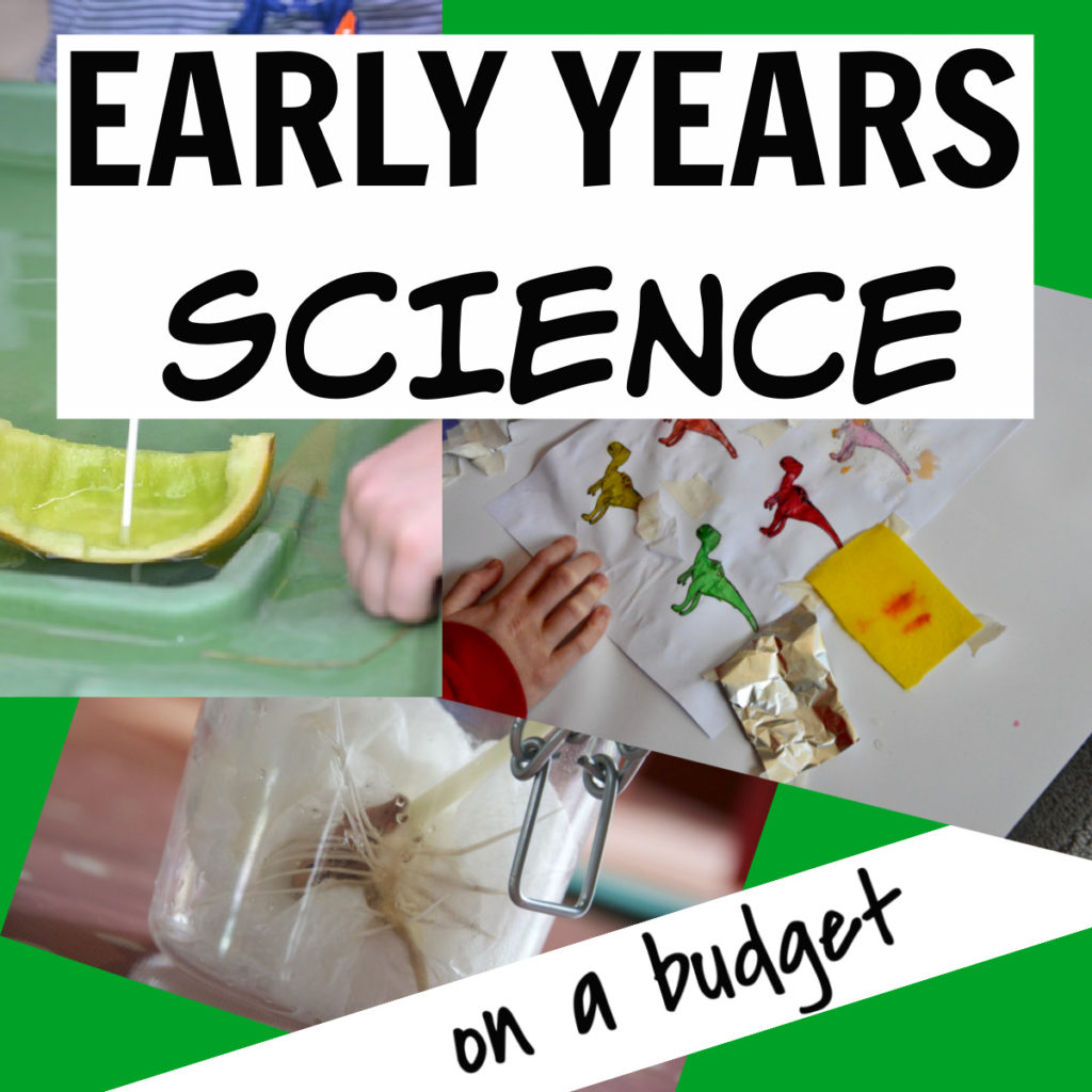 Science for Early Years on a budget! Make and test boats, grow a bean in a jar, waterproof a dinosaur and lots more easy early years science activities #scienceforkids #preschoolscience #earlyyearsscience