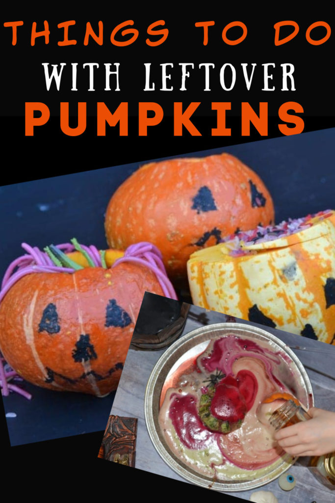 fun collection of things to do with leftover pumpkins. Make a guess what's in the pumpkin game. Observe how a pumpkin rots and more pumpkin themed activities for kids #Halloween #Pumpkins