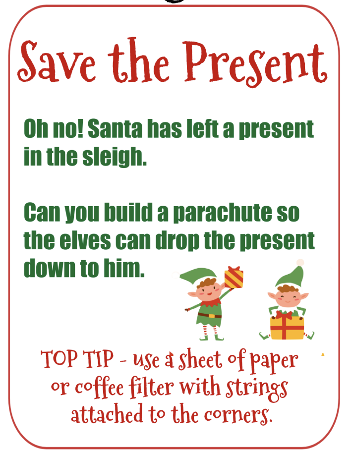 Save the present Christmas STEM challenge card