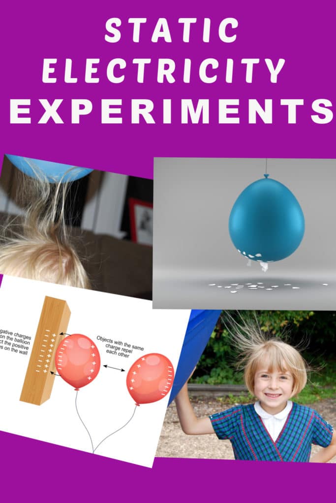 Easy static electricity experiments for kids #scienceforkids #staticelectricity - bend water, stick up hair and more