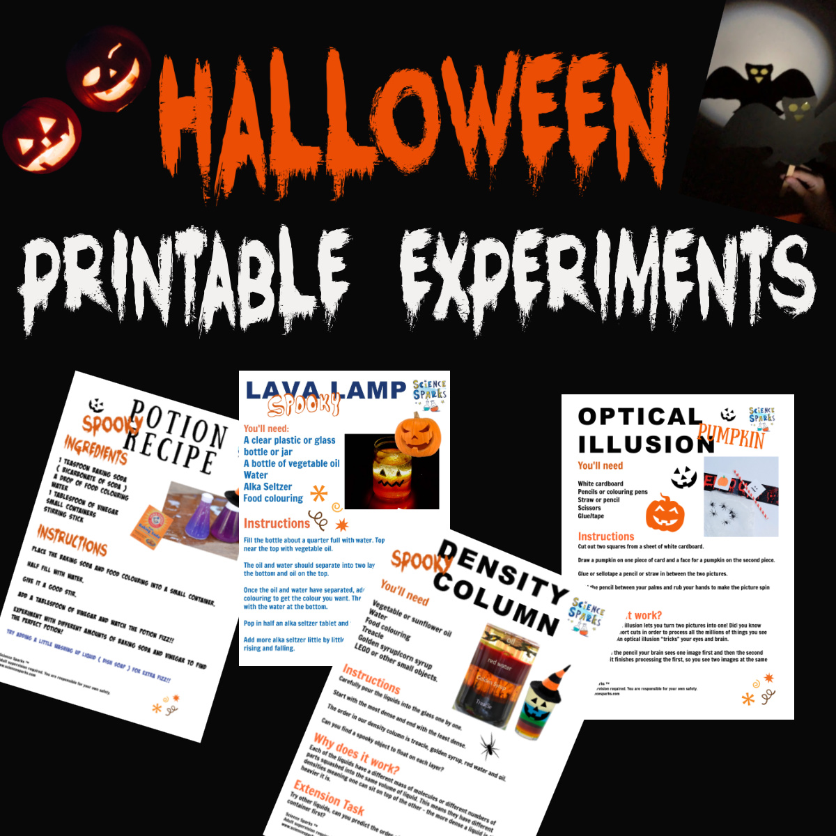 Experimentos científicos de Halloween imprimibles GRATUITOS para niños