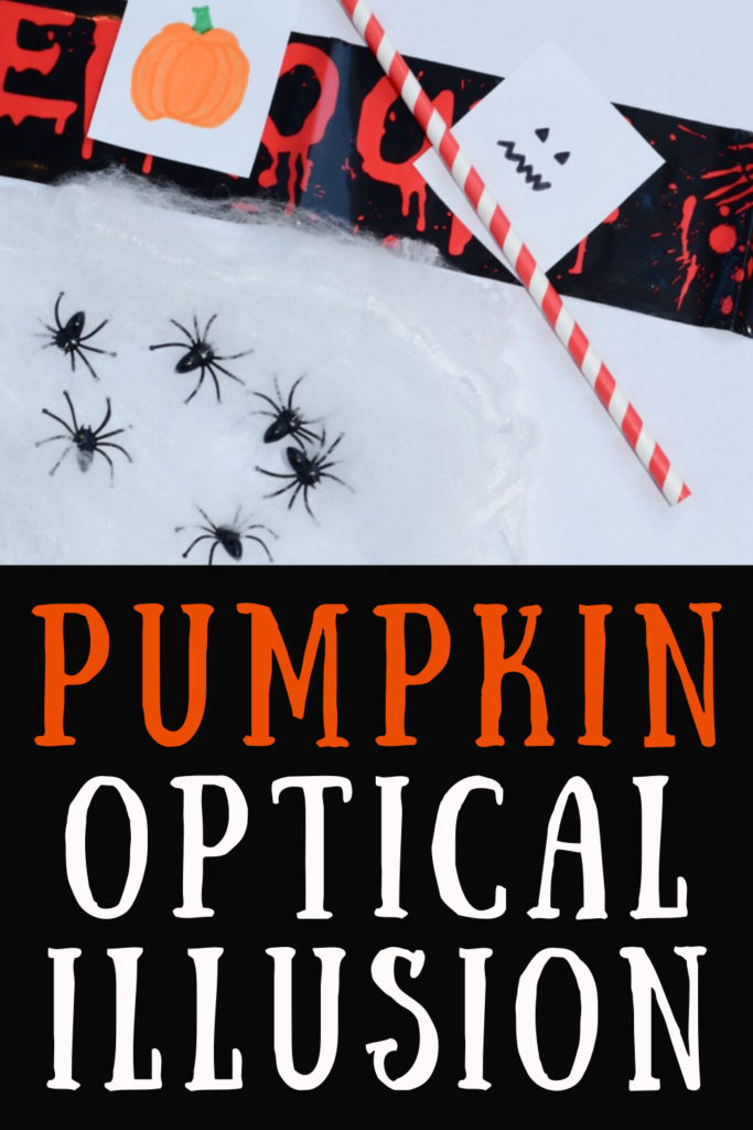 Easy pumpkin optical illusion. Make a face appear on a pumpkin with this easy trick and spooky science experiment for Halloween #Halloween #Halloweenscienceprojects #HalloweenCrafts #opticalillusions