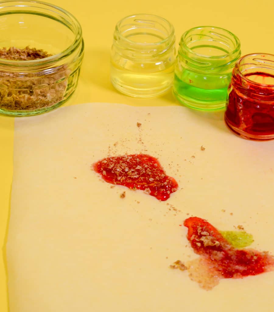 Jelly scab made with yellow, green and red jelly