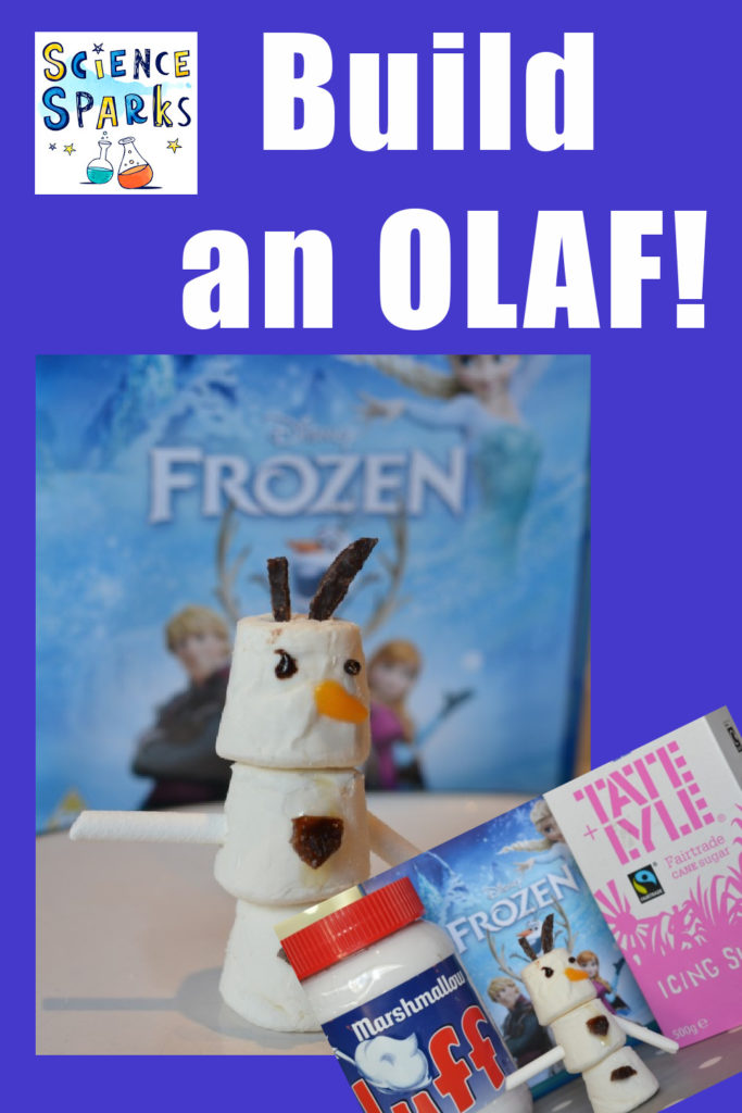 Build an OLAF, fun frozen science experiment for kids. #Ediblescience #Frozenscience #Scienceforkids #winterscience #ChristmasScience