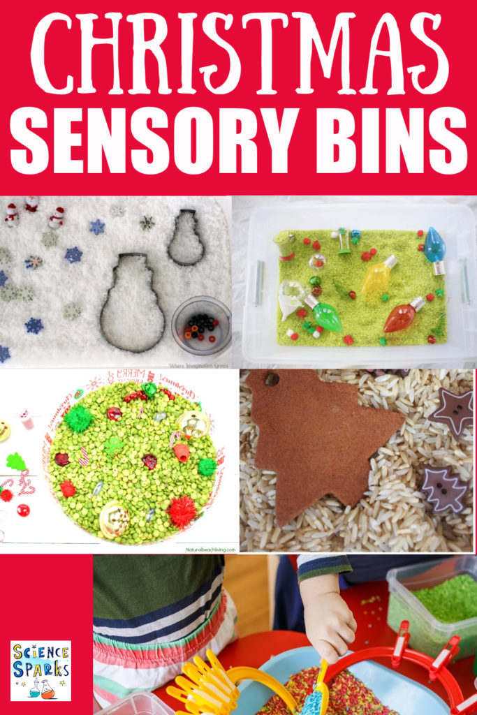 Easy ideas for Christmas sensory bins - fun Christmas ideas for toddlers #toddlerChristmas #sensorybins 