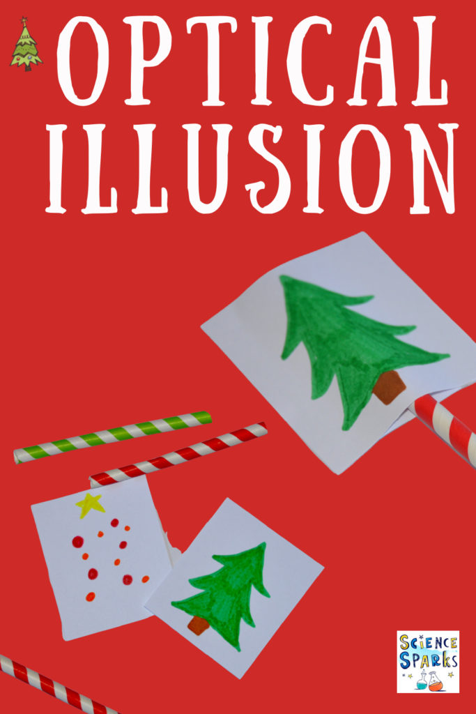 fun Christmas craft and science activity for kids. Make a festive optical illusion as a Christmas science investigation or festive STEM challenge