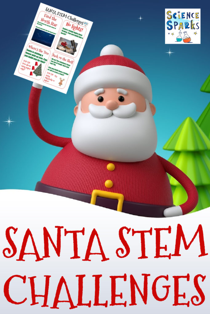 Festive Santa STEM challenges. Build a raft for the reindeer.  a shelf for an elf, a present catapult and lots more Christmassy science #ChristmasSTEM for kids