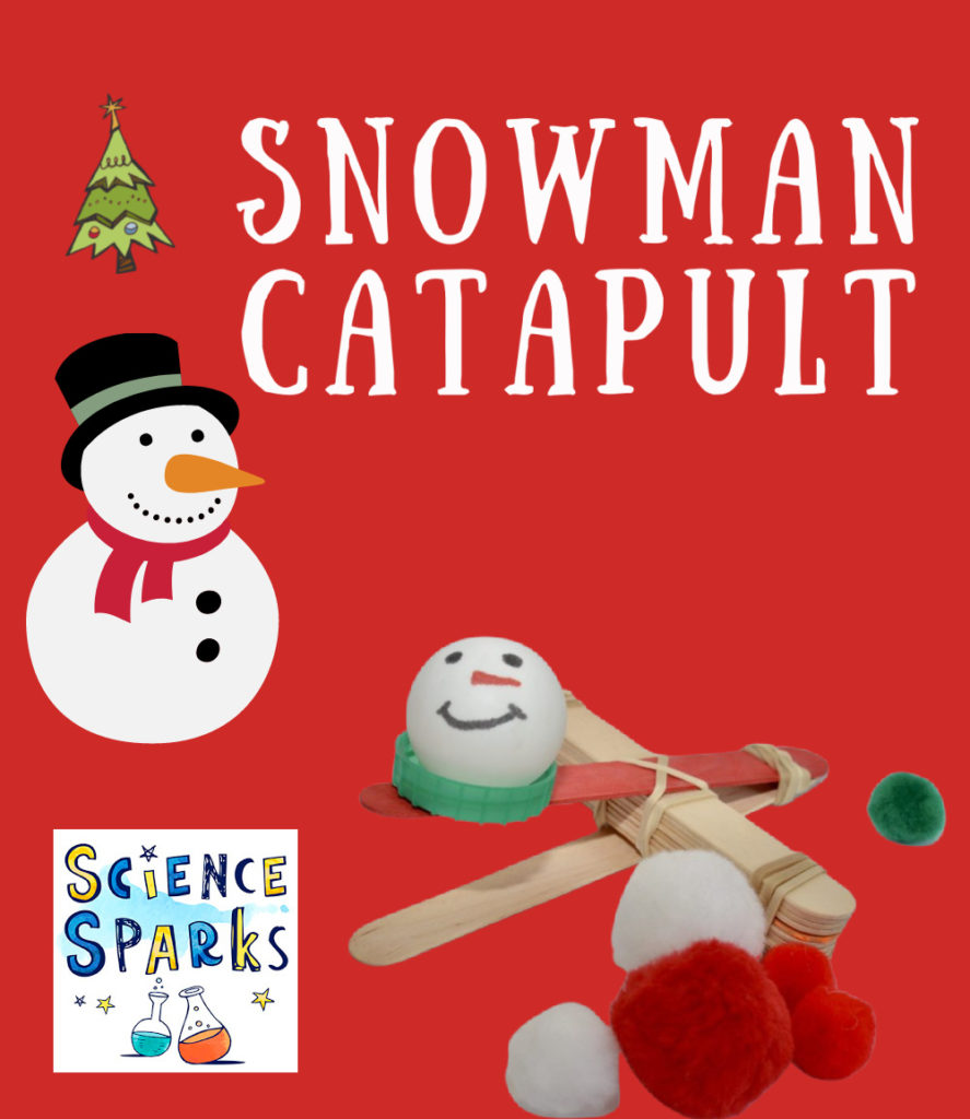 Snowman catapult - fun winter STEM and Christmas STEM activity for kids #WinterSTEM 