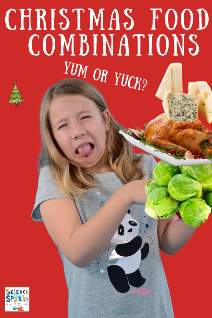 Christmas Food Combinations - fun Christmas food science for kids, is Christmas food yum or yuck? What do your tastebuds think?#ChristmasScience #ChristmasFood