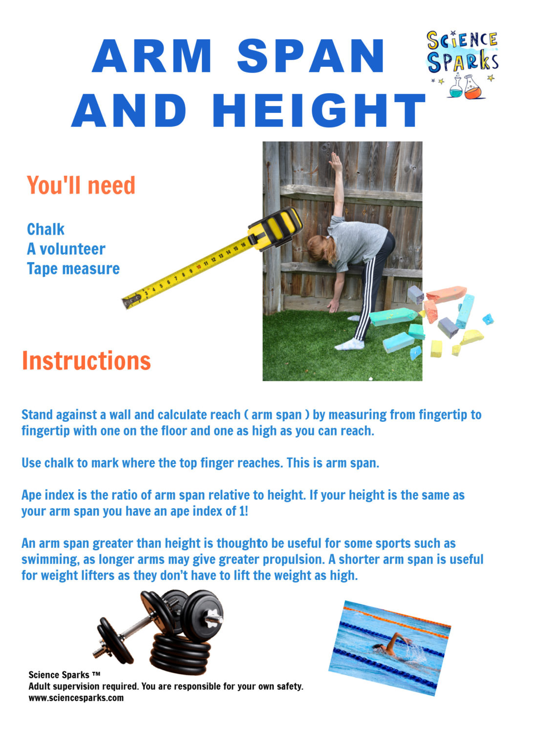 Is your arm span equal to your height? Science Experiments for Kids