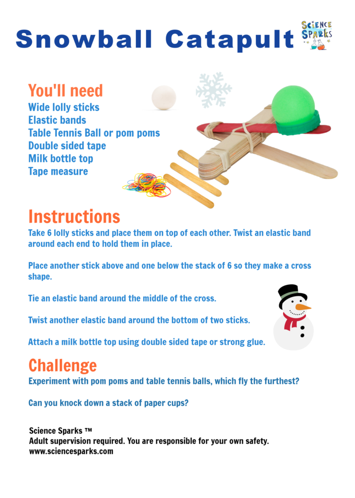 Free printable instructions for making a snowman catapult