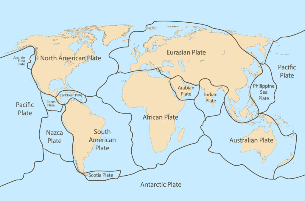 Diagram showing the Earth's tectonic plates. tectonic plate boundaries