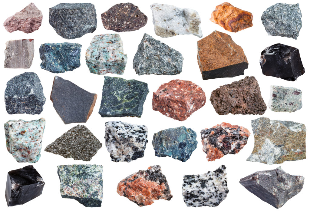 image showing examples of igneous rocks
