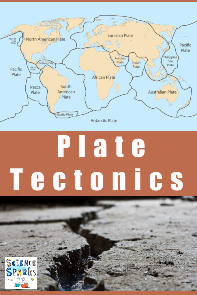 Image showing a diagram of the Earth's plate boundaries and a craxk in the