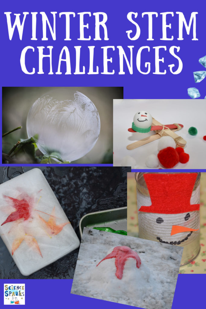 Winter STEM challenges for kids. Huge collection of Winter science STEM and science experiments.
