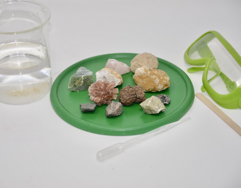 selection of rocks samples ready for testing. Rocks for kids activity