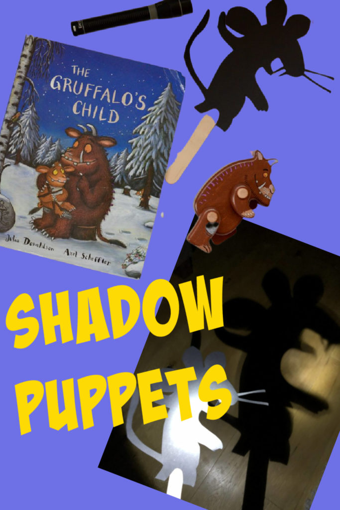 Image of the Gruffalo's child book and a shadow puppet for a science activity