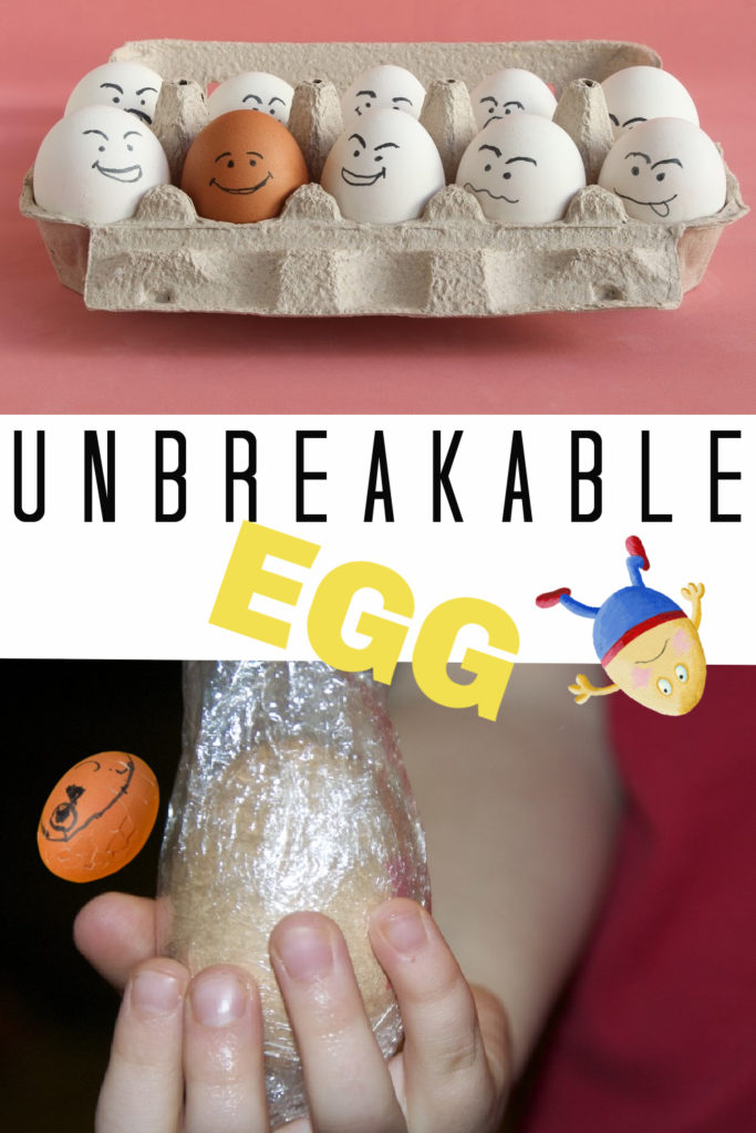 Egg wrapped in cling film to make an unbreakable egg