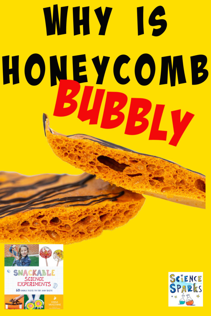 Honeycomb full of bubbles for a science experiment about baking soda