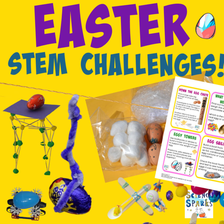 toothpick towers, eggy catapult and more Easter STEM challenges