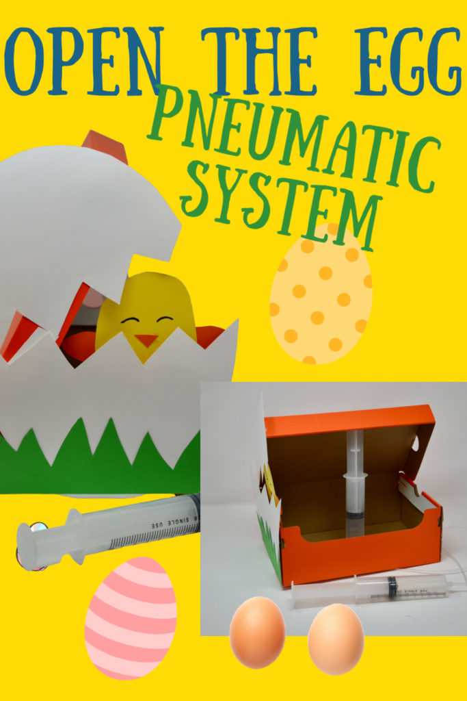 Easter STEM Challenge - opening chick eggs - great pneumatic project for kids