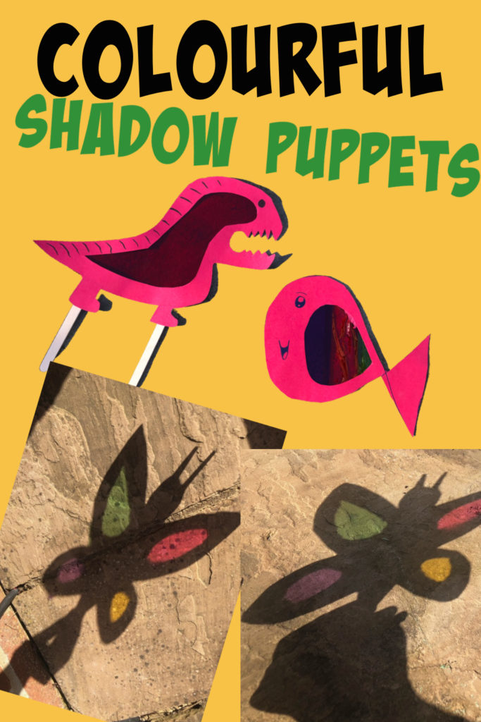 Collage of shadow puppets to be used for a shadow or light science investigation