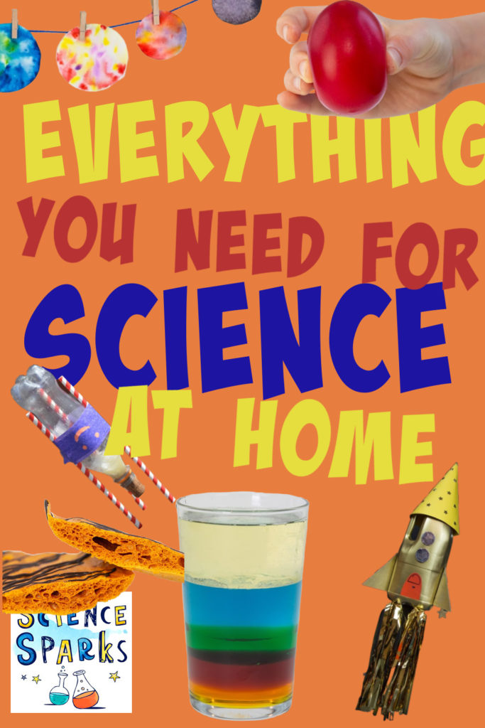 collage of easy science experiments for kids, to show materials you need for science at home