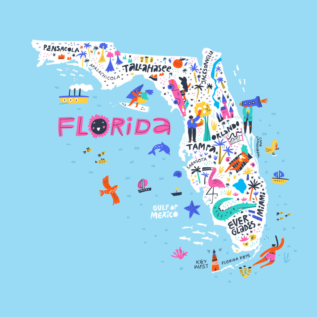 Florida map - cartoon version