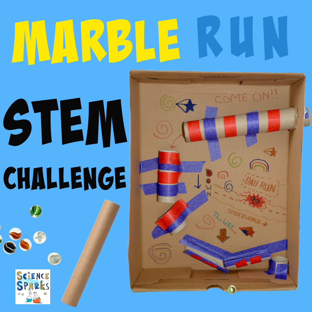 DIY marble run for a cardboard sTEM Challenge