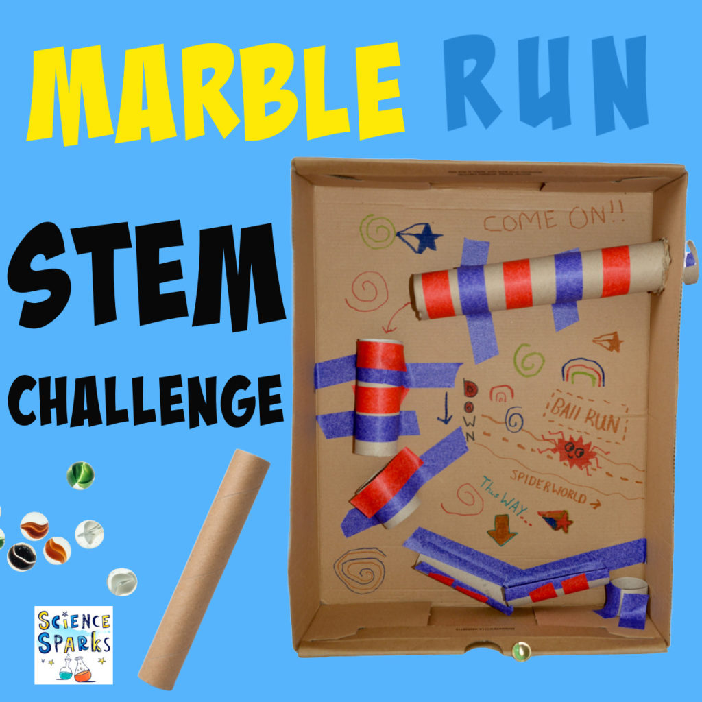 Marble run made from a cardboard box