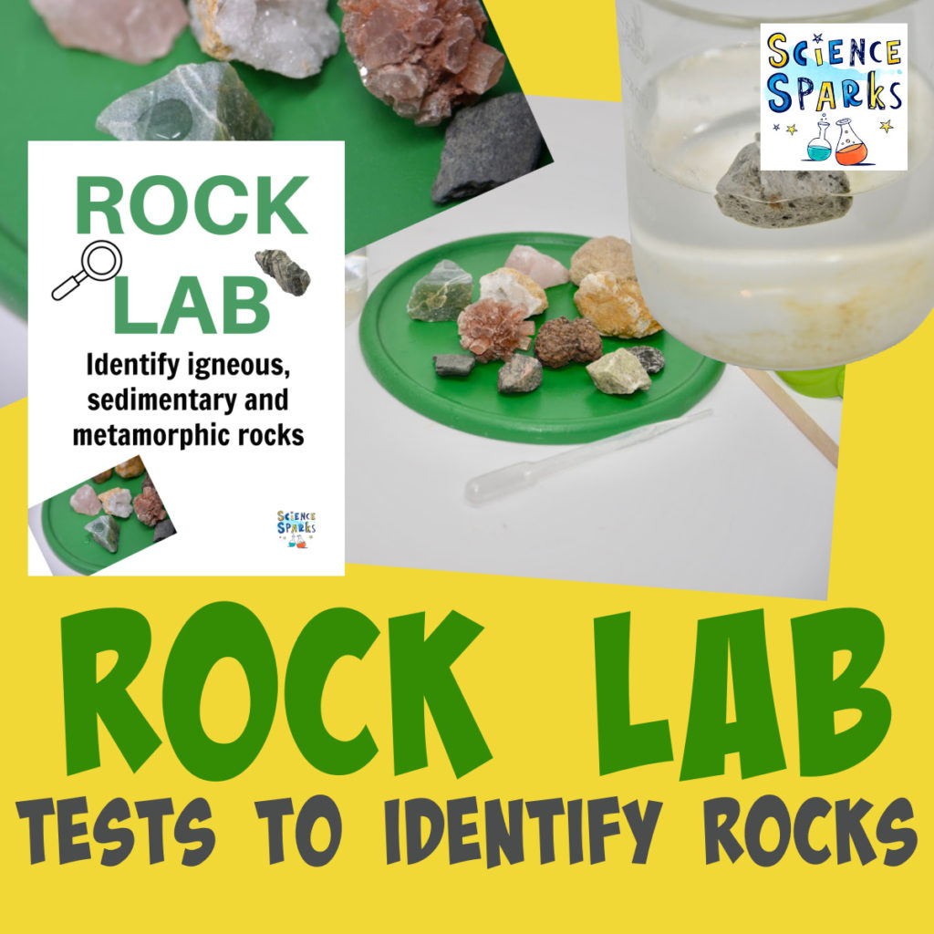 collection of images from results of rock tests used to identify rocks