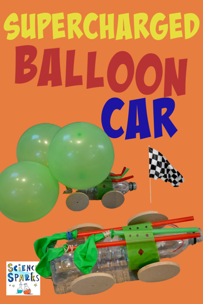 Image of a balloon car made with a plastic bottle and balloons