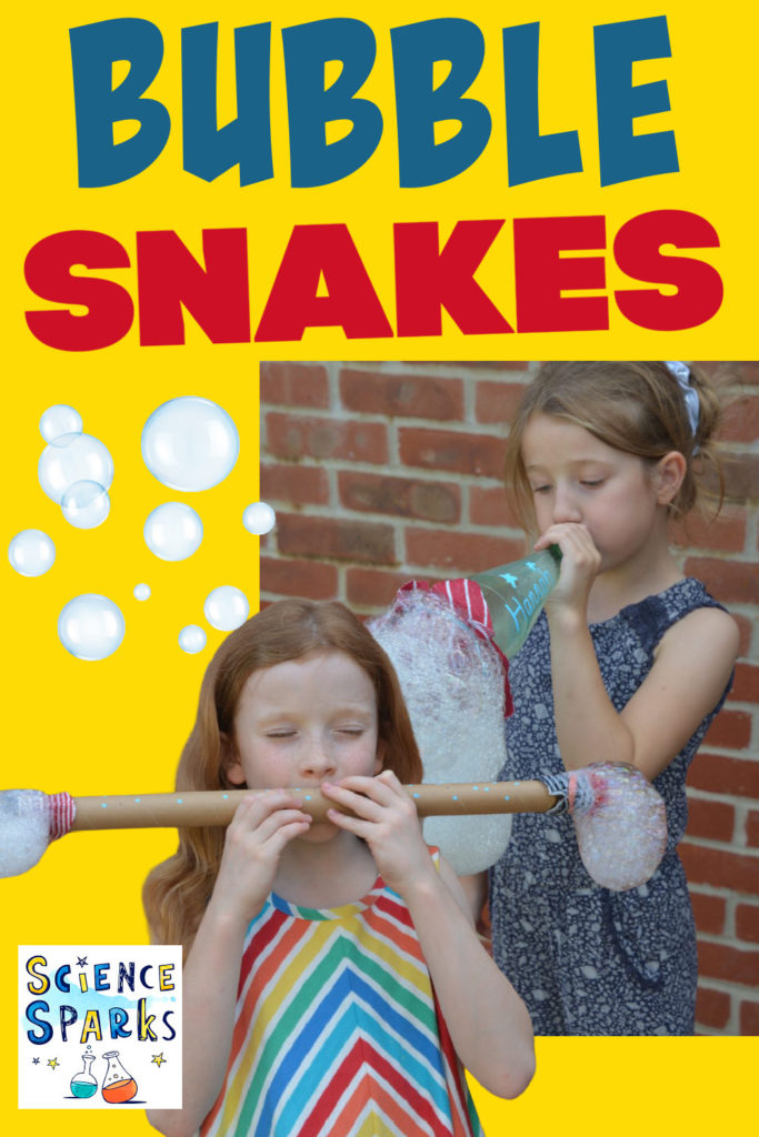 Image of children blowing down a bubble snake to make bubbles