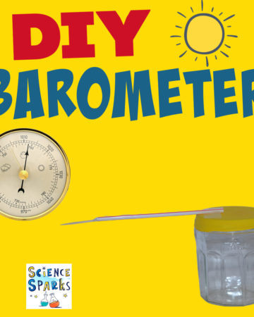 homemade barometer made with a glass jar, balloon, skewer and tape