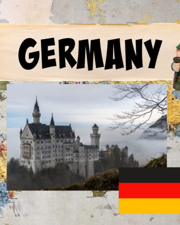 Image of the German flag and a fairy tale castle