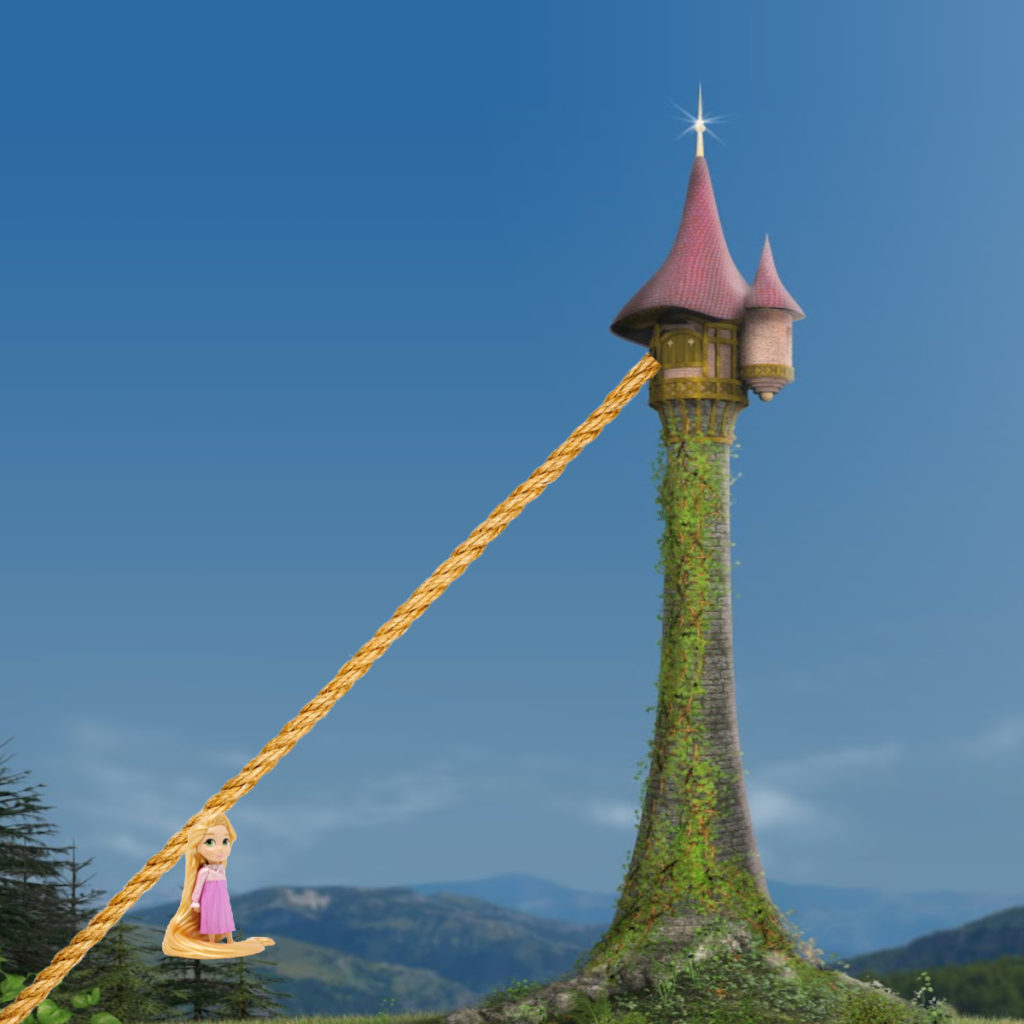 Zip line to rescue Rapunzel