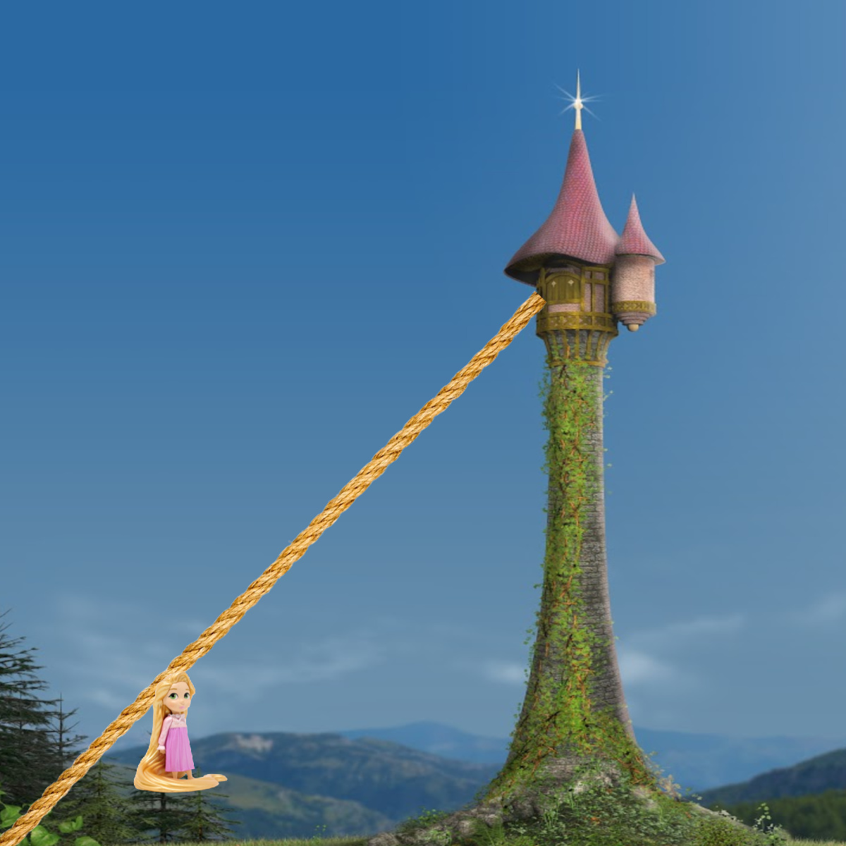 Zip line to rescue Rapunzel