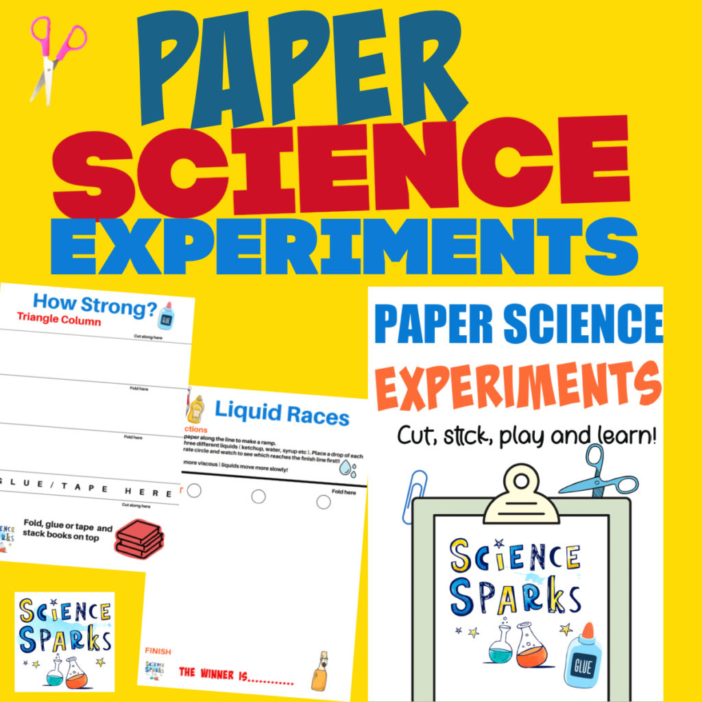 Collage of paper science experiments