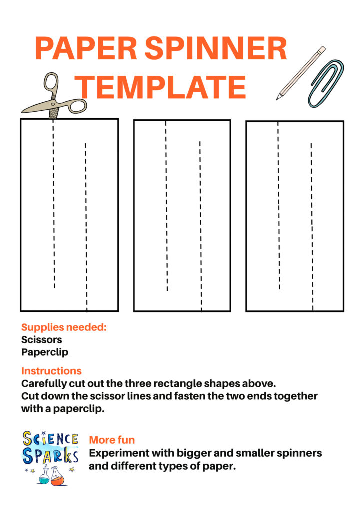 template for making simple paper spinners for a gravity science project