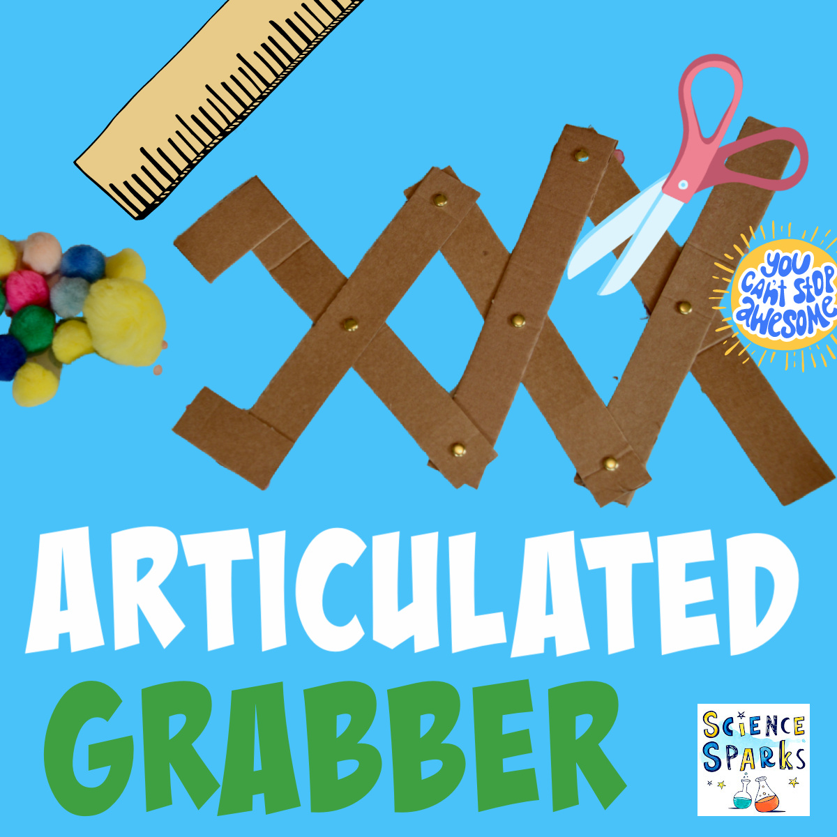 Image of an articulated grabber made from cardboard