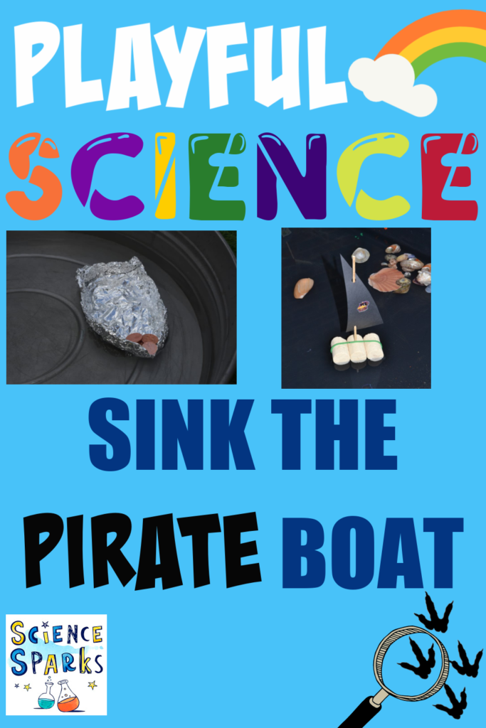 cork boat and a foil boat for a pirate science activity