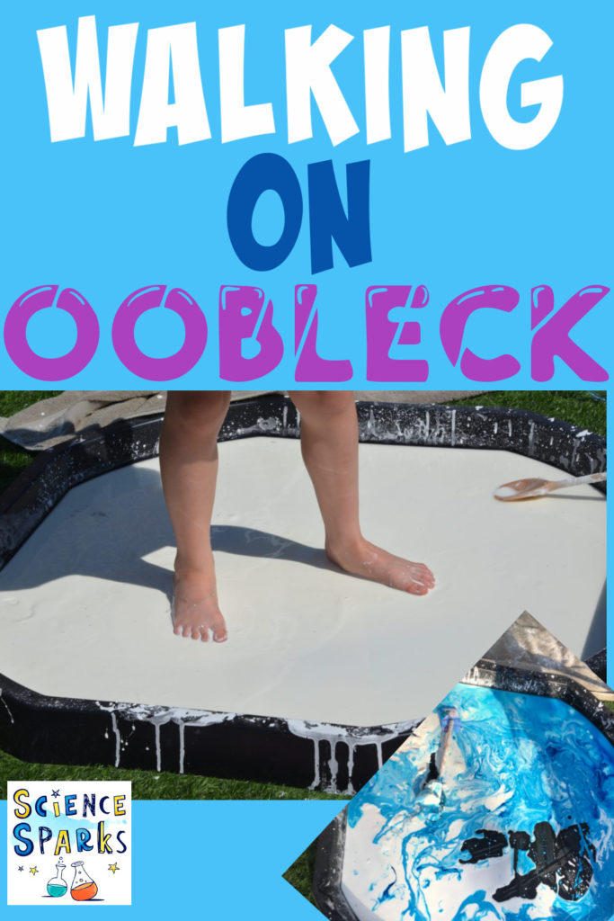 Set up a giant ray of oobleck and walk on it! Fun sensory science activity for kids