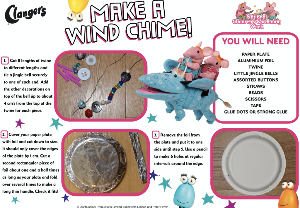 Image of instructions for making a wind chime - clangers themed