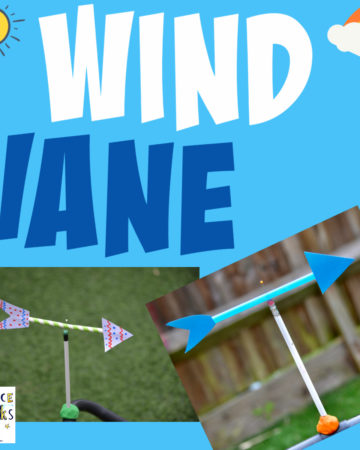 Image of a homemade wind vane for measuring wind direction as a simple weather themed STEM challenge for kids