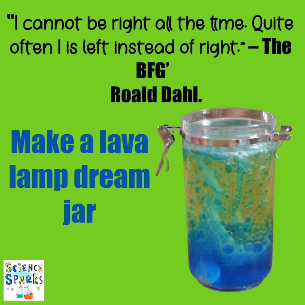 Image of a lava lamp and a quote from The BFG.