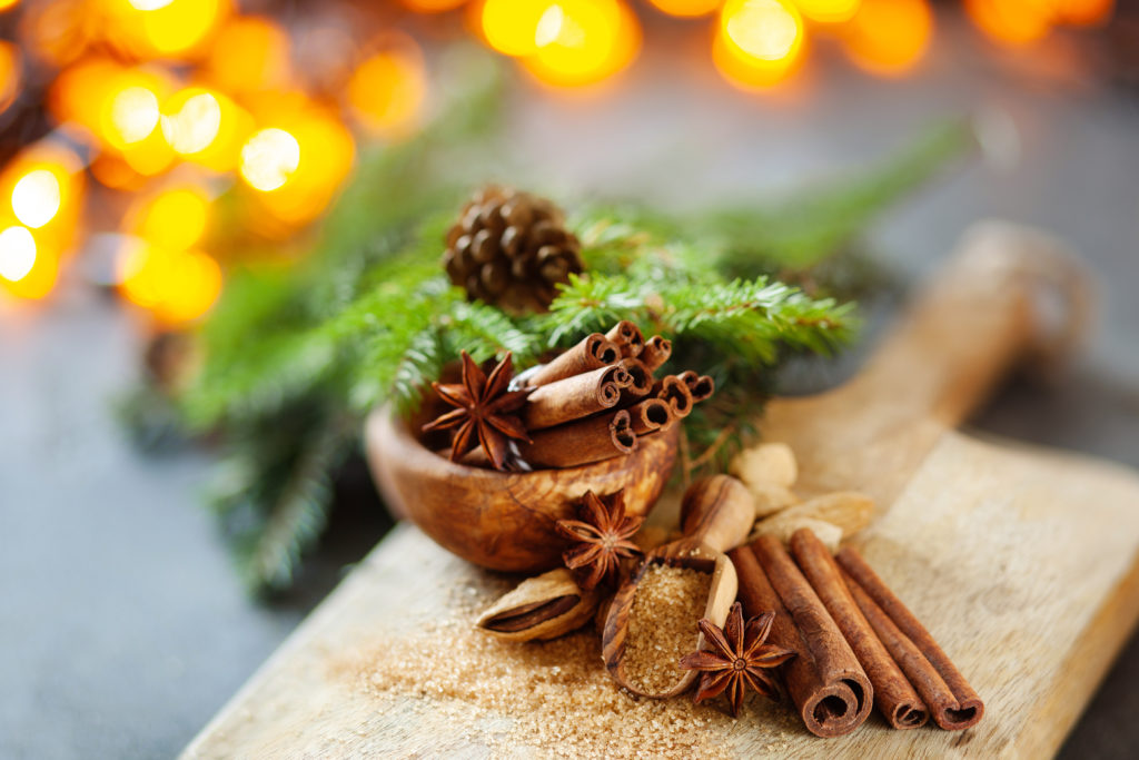 Image of Christmas spices on a breadboard