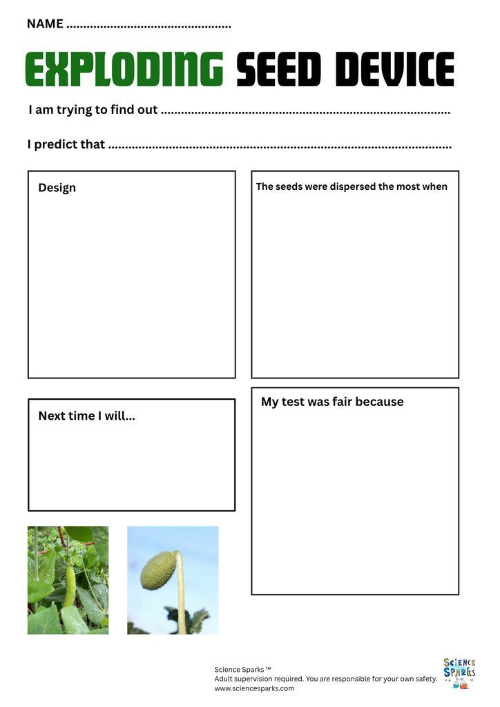 Exploding seed device Investigation sheet, results page