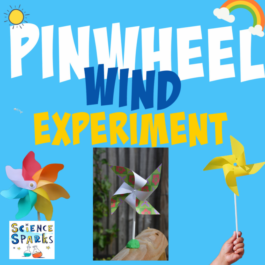 Image shows a pinwheel made from a pencil and paper for a wind science experiment.